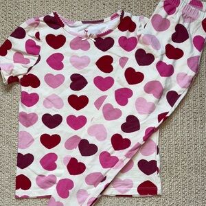 Pink Chicken Heart Print Kids Pajama Set - Pink and Red 10